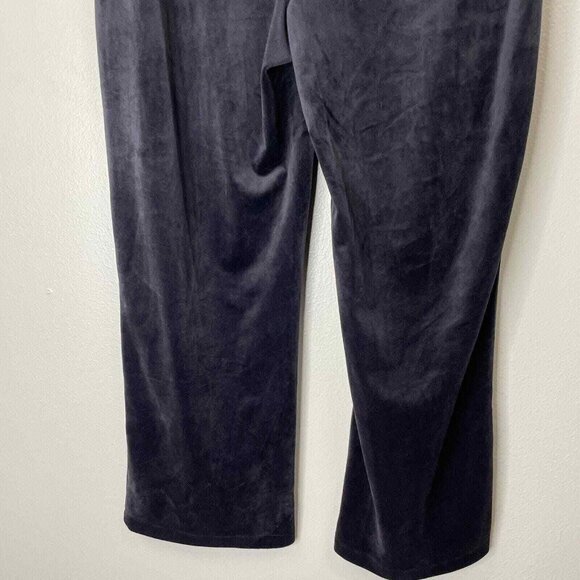 Ali Miles Velvet Pants Womens Medium Black Pull On Straight Leg Elastic Waist - Picture 8 of 11